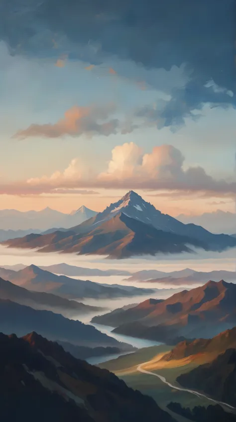 A mountain with a simplified horizon, representing riddles that need to be "scaled ".
Soft shades like gray , dark blue or black .