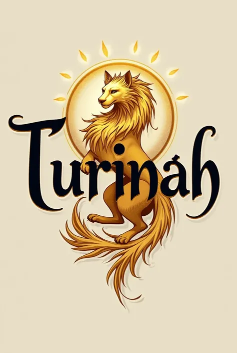 Turinah name design with golden seprti kion icon