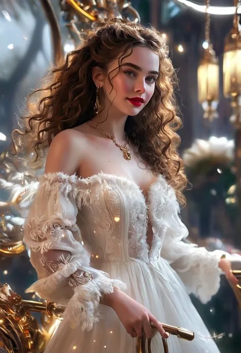 A Beautful Jewish Women With A Thick Bushy Unibrow And A Attractive Nose. Thick, Intense, Curly, Frizzy, Messy Long reddish-brown Hair. Boho Dress. Curvy Hourglass Figure. Ultra HD,, Epic Lighting, Striking Silhouette. Sabrina Carpenter. Attractive Pose. A...