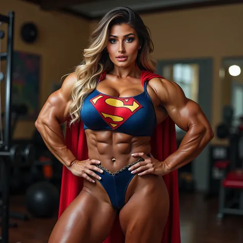 (((FREAKISHLY HUGE MUSCLES))) (((GIGANTIC BULGING MUSCLES))) (((MUSCLES LARGER THAN ANY MAN))) Ifbb pro bodybuilder, thick dense hard packed muscles, insanely sexy dominant and seductive demeanor, Full body shot, Extremely sexy and stunning dense massive b...