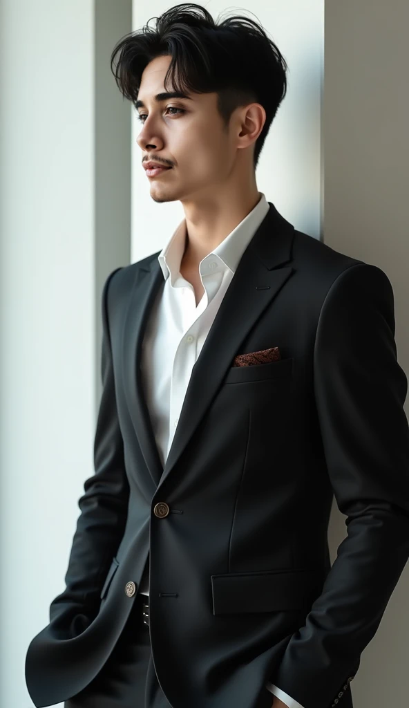 man in elegant clothes with Korean hair style