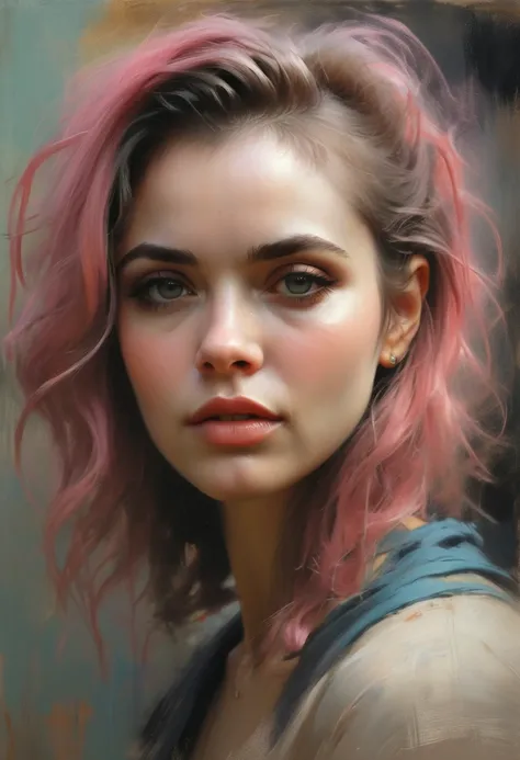 pastel portrait , style of madcharcoal ,Casey Baugh, style of Pino Daeni, beautiful woman