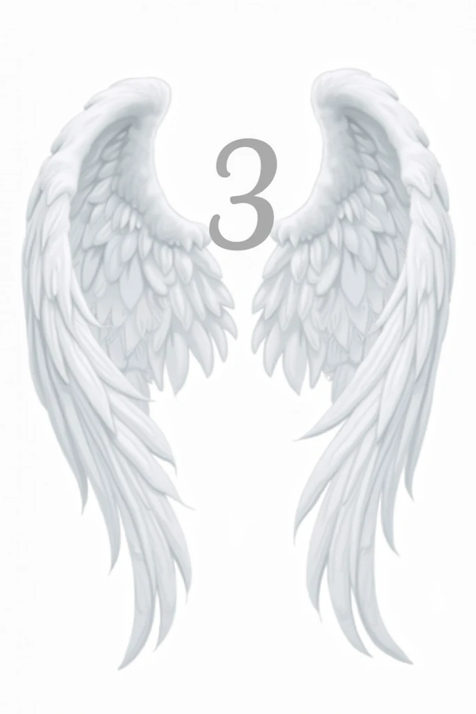 Drawing of two white wings with the number 3 in the middle