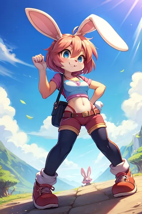 Female furry teenager sara rabbit tiny toons adventure style 