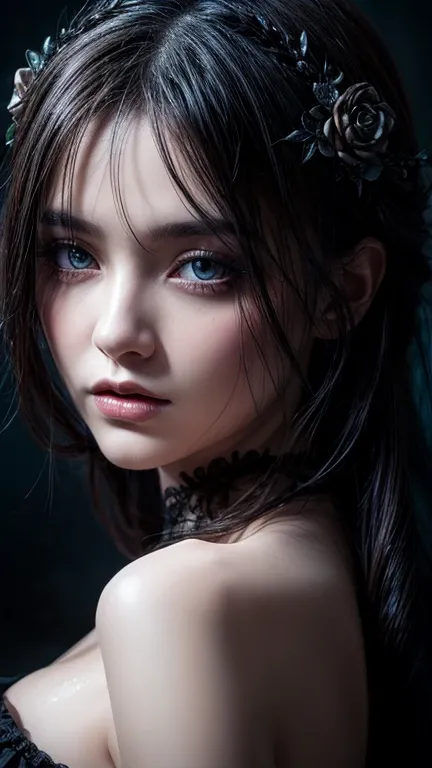  realistic gothic digital art portrait with water