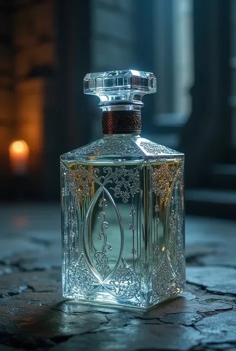 Perfume with medieval details and cold details
