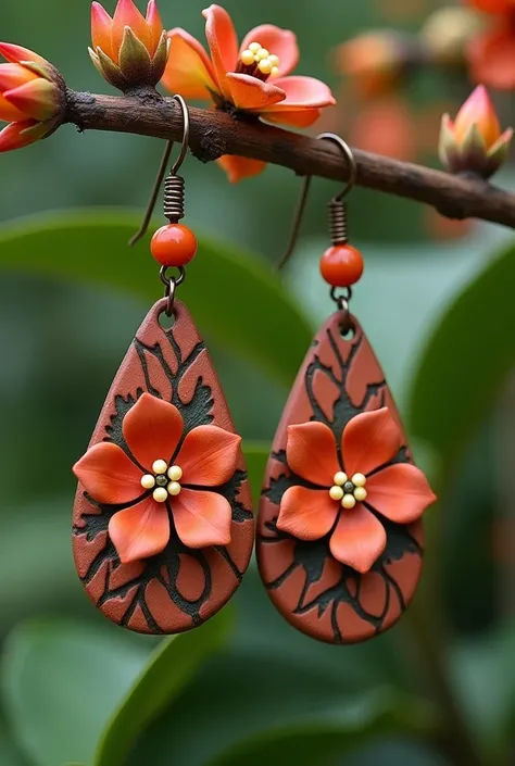 Terracotta earrings inspired by the flowers of Nakhon Ratchasima
