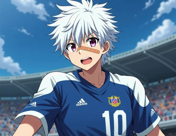 "Raiden Nagi,  the fictional brother of Nagi Seishiro from Blue Lock ,  is a memorable and charismatic number 10 jersey .  Has white hair in a slightly messy style ,  bringing a sporty and confident appearance . A band-aid crosses your nose ,  representing...