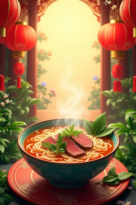 Here is a poster promoting Vietnamese pho, featuring a delicious steaming bowl and traditional cultural elements. Let me know if youd like any changes or enhancements!

