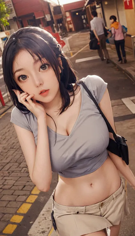 anime girl talking on a cell phone while walking down a street, seductive anime girl, hinata hyuga, attractive anime girl, nico robin, ecchi anime style, ecchi, beautiful alluring anime woman, oppai, beautiful alluring anime teen, anime thai girl, anime wo...