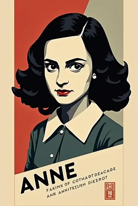 Poster that says “Anne Frank 2025 .80th anniversary ,  1929-1945” size A4 and with characteristics of Constructivism and Bauhaus