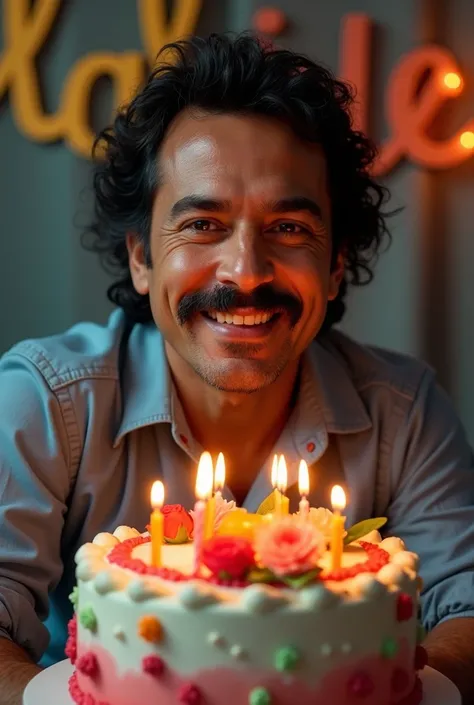  Marco Antonio Solis "The Buki" with a birthday cake 
