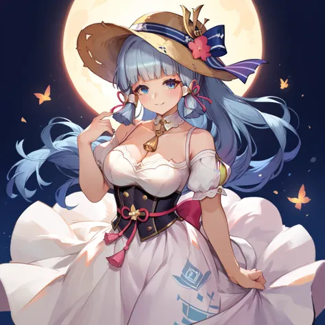 (masterpiece, anthropomorphic fantasy anime style, creative art), anime girl in a white dress and a hat, Cute anime waifu in a pretty dress, azur lane style, from the Azur Lane video game, loli in dress, marin kitagawa fanart, thick, Ayaka Genshin impact, ...