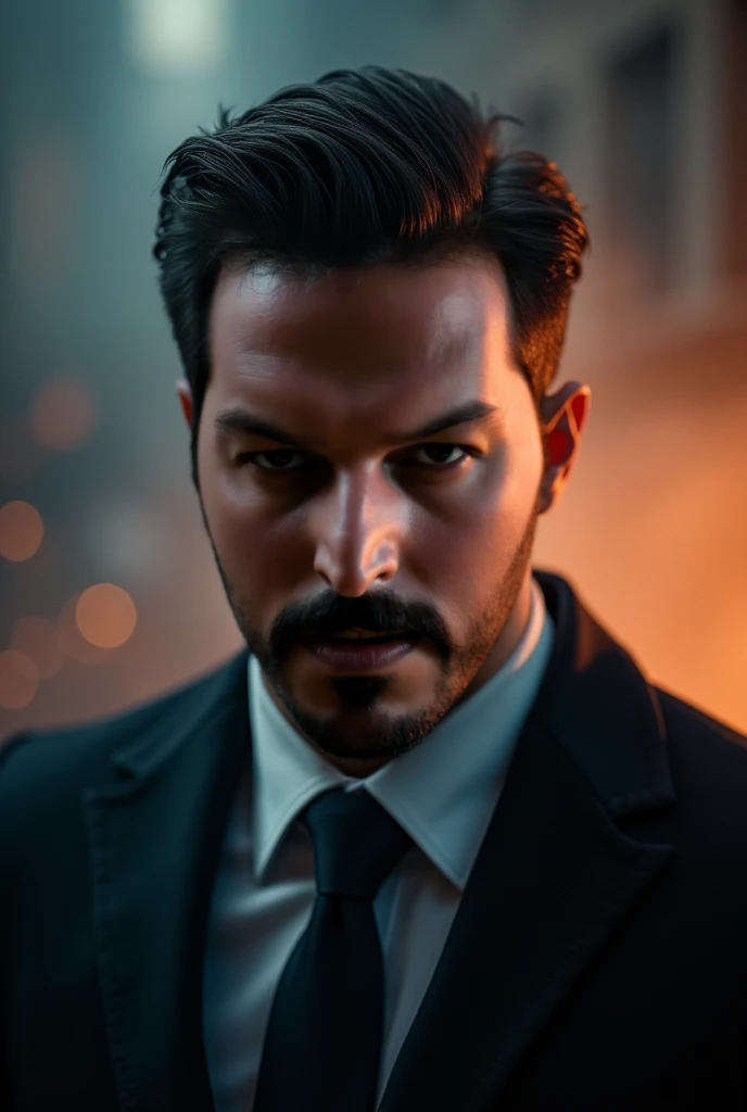 A man with an ambitious expression, ready to succeed, detailed facial features, sharp eyes, chiseled jawline, intense gaze, determined expression, business attire, confident pose, dynamic lighting, cinematic atmosphere, dramatic colors, photorealistic, 8k,...