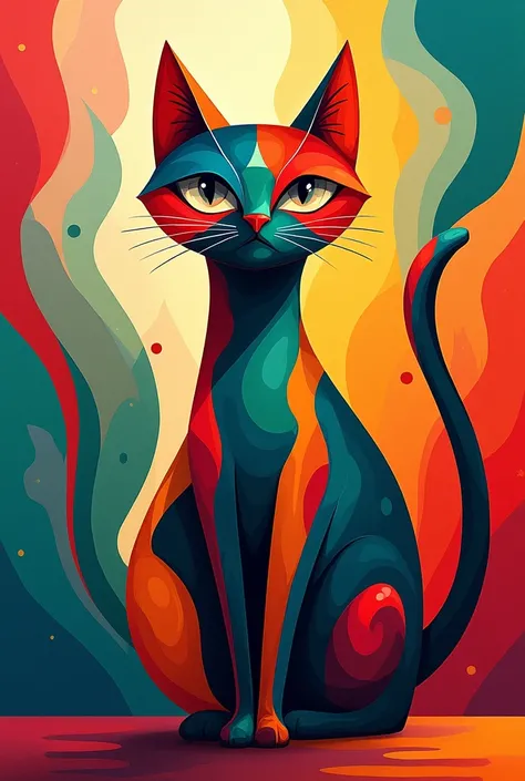 Modern art, Cat, colorful 