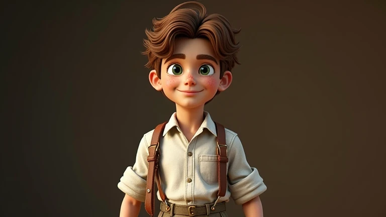 surrealism, High detail, Cinematic lighting, Ray tracing, angle of view, Eye level shots, hyper HD, Masterpiece, Textured skin, 4K, Best quality "Max is a 17-year-old boy with wavy chestnut-brown hair that falls slightly over his forehead. His bright green...