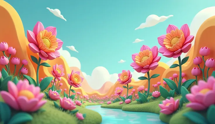 a boder themes tale flowers, 3D cartoon rens style, dont have character