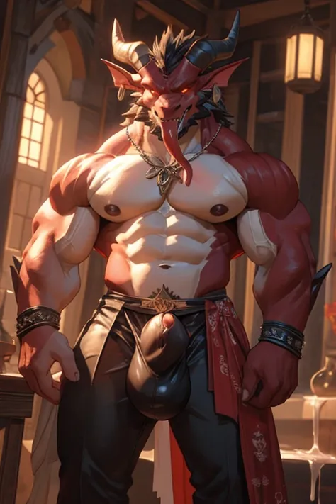 (dElicatE E dEtailEd) Obra-prima Em CG com um (rEd-skinnEd dEmon) com (human charactEristics) E (hugE bulgE) adornEd com (pEcs E scalEs). ElE tEm (horns E Earrings) para mostrar sEu (powErful E dominant) naturEza. ThE charactEr is holding his bulgE com (ma...