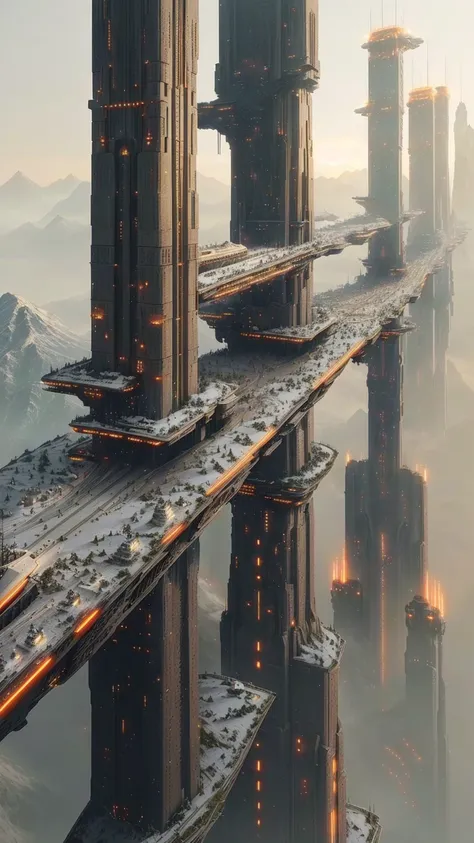 futuristic city with a bridge and a mountain in the background, huge futuristic temple city, ancient sci - fi city, big and structured valhalla city, sci fi city, mega structure city, sci-fi fantasy wallpaper, sci - fi city, futuristic city scape, sci fi e...