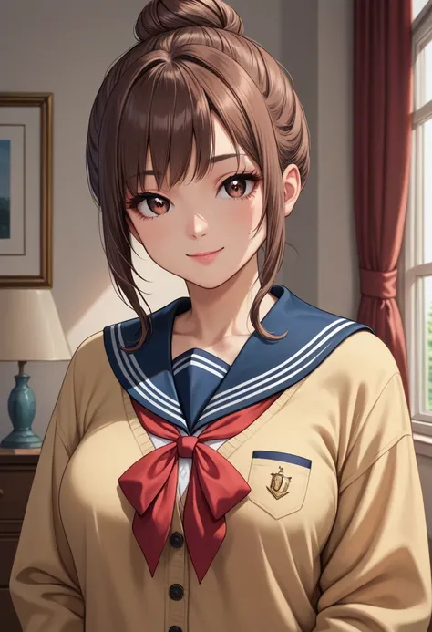 anime artwork, score_9, score_8_up, score_7_up, score_6_up, score_5_up, solo, perfect eyes, detailed eyes, beautiful female, detailed face, dynamics lines, 20 year old, perfect beautiful face, long eyelashes, sharp eyes pupils, (bedroom:1.3), (upper body:1...