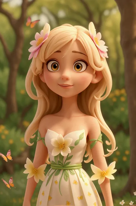 masterpice, (best quality), ((best detailed)), depth of field, a beautiful girl, beautiful face, nature, spirit, blossom, colorful landscape, flowers, butterflys, glowing dress, elements, naked