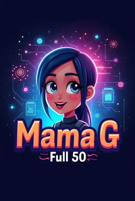 Make me logo for ai in imege baik youtube channel with channel name mama g Full 50 