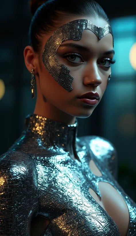 ((top-quality)), ((​masterpiece)), (detaileds:1.4), 3D, Beautiful Cyberpunk Woman Image,HDR(HighDynamicRange),Ray traching,NVIDIA RTX,Hyper-Resolution,Unreal 5,sub-surface Scattering,PBR Texturing,Postprocess,Anisotropy Filtering,depth of fields,Maximum cl...