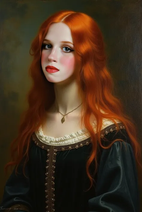 A Renaissance oil painting of a woman, young, nature, pale skin, witch , ginger
