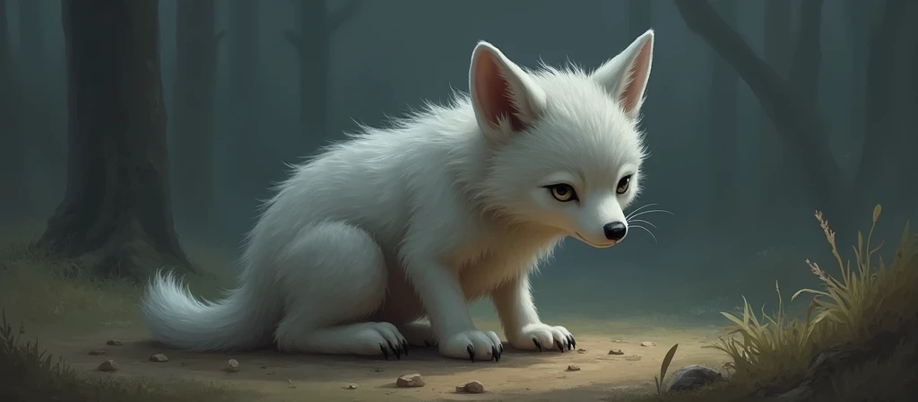 Create that little wolf but with a sad face 