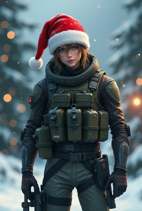 metal gear solid 5 venom snake is santa hat, christmas holidays, anime style, metal gear, venom snake