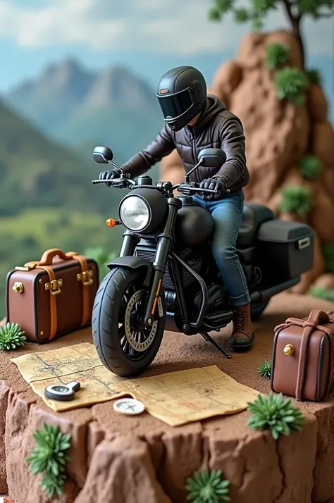 Mens adult motorcycle and travel cake