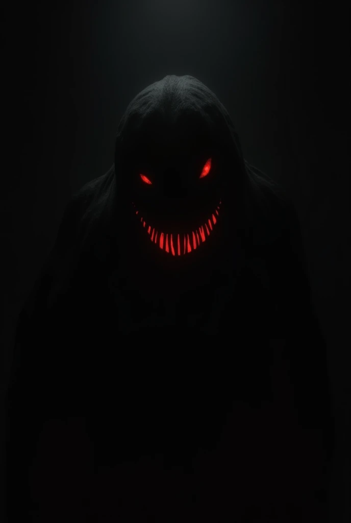 barely seenable black monster with red eyes and big smile on black background with text "bad dreams"