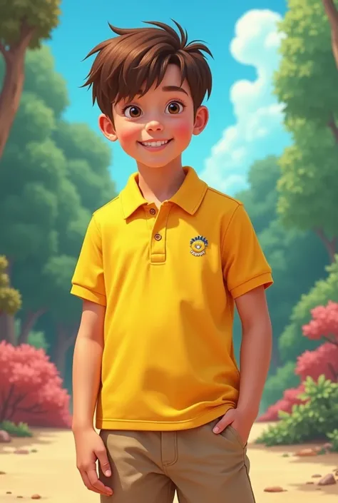  Draw a polo shirt for boys similar to the ones in the cartoon Nemo, But yellow color 