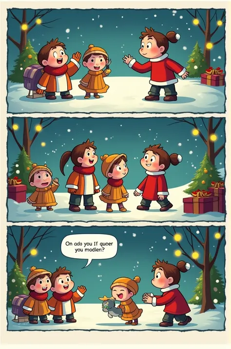 A Christmas comic with 6 vignettes with a beginning, a knot and an ending 
