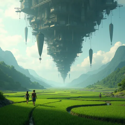 
Rice fields and upside-down science city