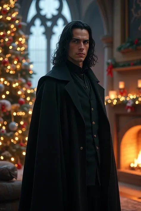 Christmas with Younger Handsome Severus Snape in Hogwarts at afternoon 