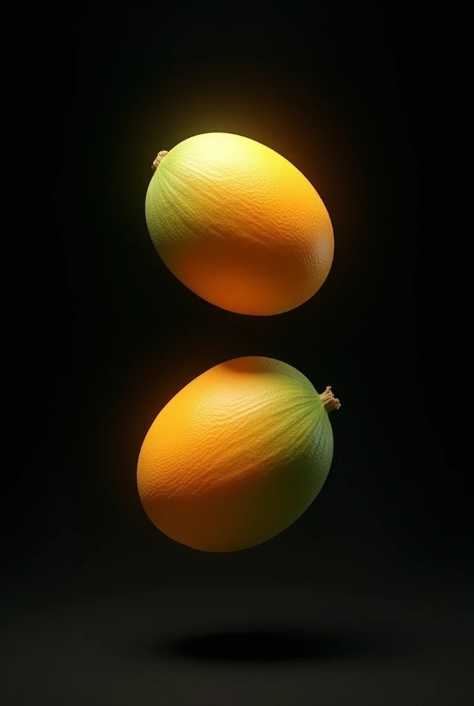 two pieces of ripe melon on a black levitation background