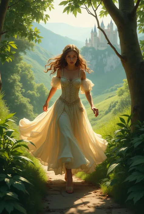 a princess walking on the run away in kingdom