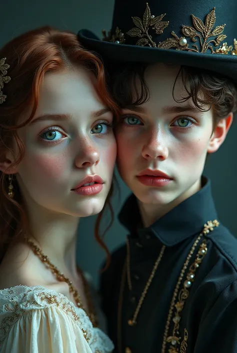 1 boy and 1 girl, beautiful detailed eyes, beautiful detailed lips, extremely detailed eyes and face, long eyelashes, portrait, fantasy, detailed fantasy character portraits, dark fantasy, elegant, intricate details, cinematic lighting, dramatic lighting, ...