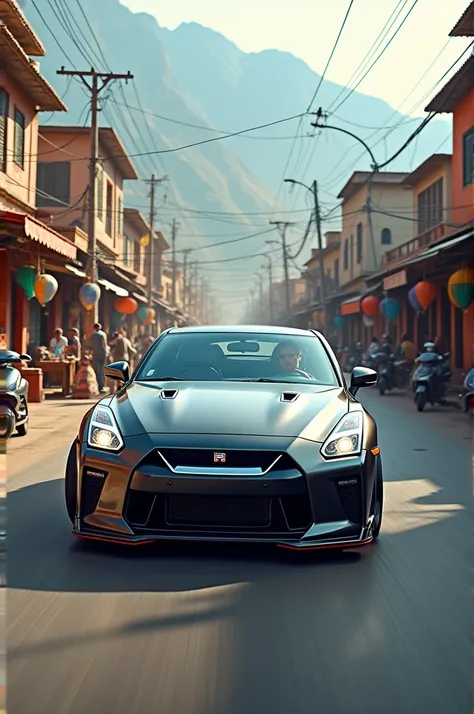 A gtr car is going through india