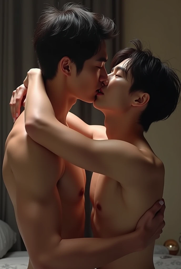 Korean male Aidou kiss each other naked