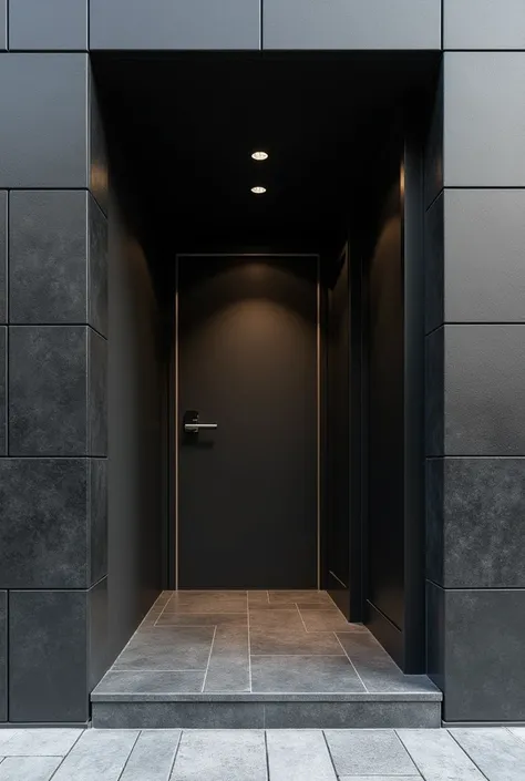 hello, I would like wall color recommendations for a facade that has a black hallway and a dark gray tile at the bottom of the wall
