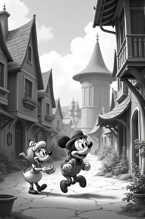 Old Disney animation from the 1930s in black and white 