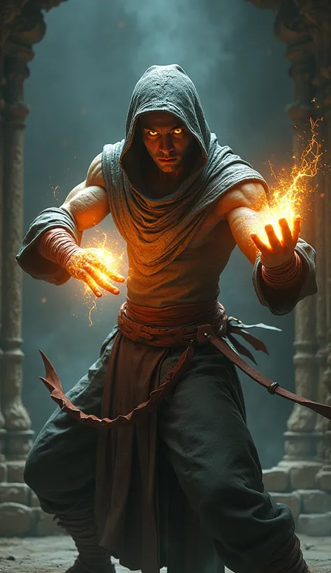 Iron Fist fused with a cobra: A martial artist with serpent-like speed, glowing fists, and hooded scales around his neck.