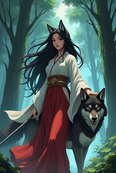 Anime illustration of Princess Mononoke from Studio Ghibli, by artgerm. Stunning artwork