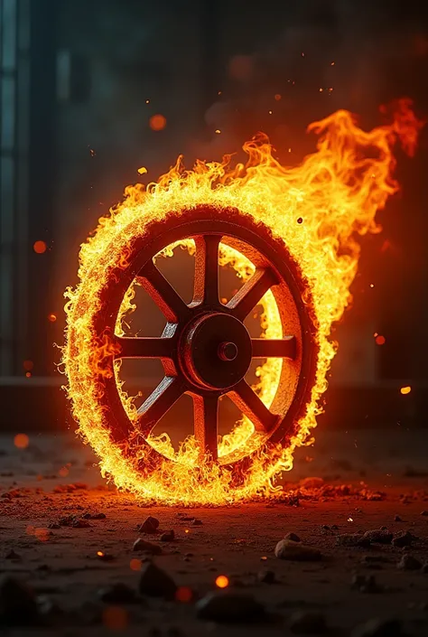 A burning wheel and logo that says Mundo Camión 