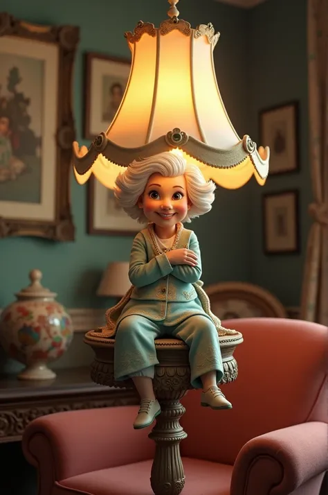 Betty White sitting on a lamp