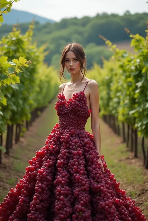 Ek model larki jis naye red grapes ka bna hua suit phna hua ho full dress grapes ka bna hua ho full dress grapes ka ho kapra zra b ni ho or ye angro k background grapa ka 5