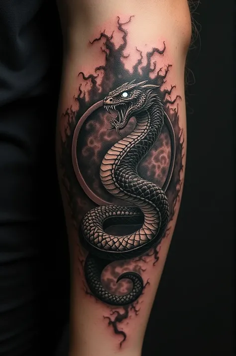 a dragon or snake eating its tail tattoo 
