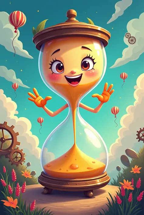 Give me a cartoon of an hourglass 